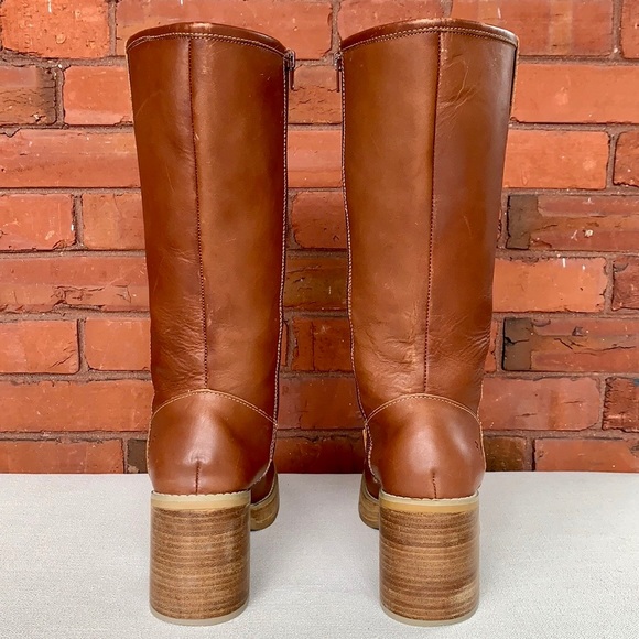 SOLD FRYE Dorian Vintage Y2K Platform Chunky Heel Sole Zippered Brown Boots, 9 - Picture 5 of 14
